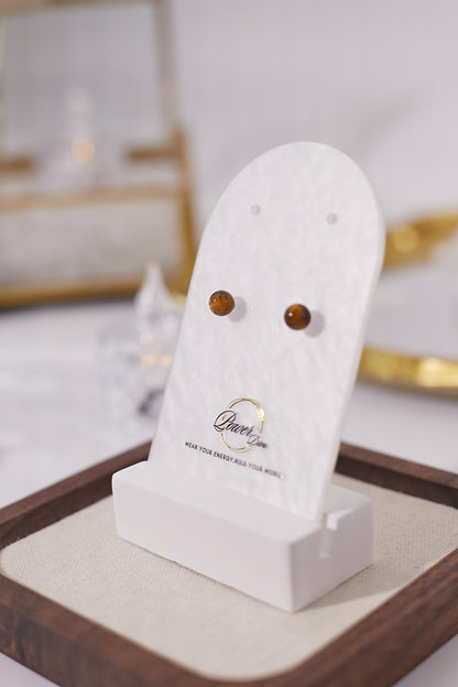 E063-黃虎眼石耳釘