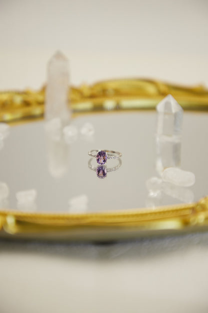 R026-  紫晶S925開口戒指