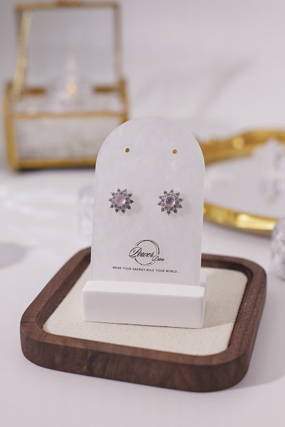 E067-粉晶鋯石耳釘