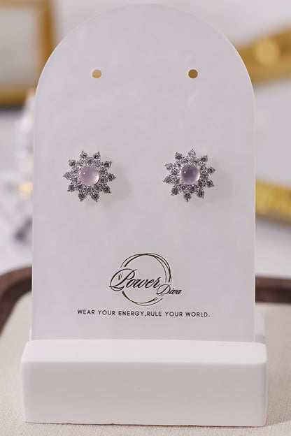 E067-粉晶鋯石耳釘