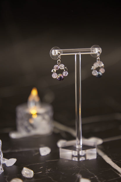 E005-紫超七．染黑巴洛克珍珠小圈耳環