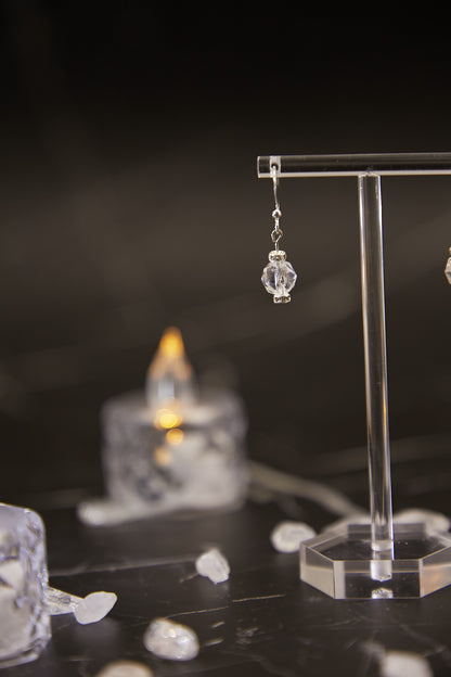 E018-白水晶閃閃耳鈎