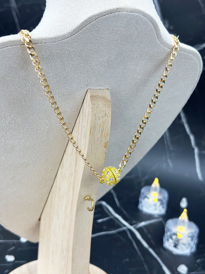 N028-黃虎眼石雙鏈磁吸款頸鏈