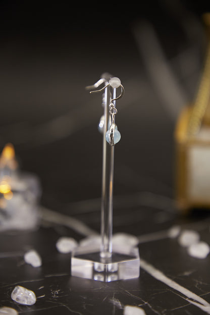 E019-海藍寶圓環耳鈎