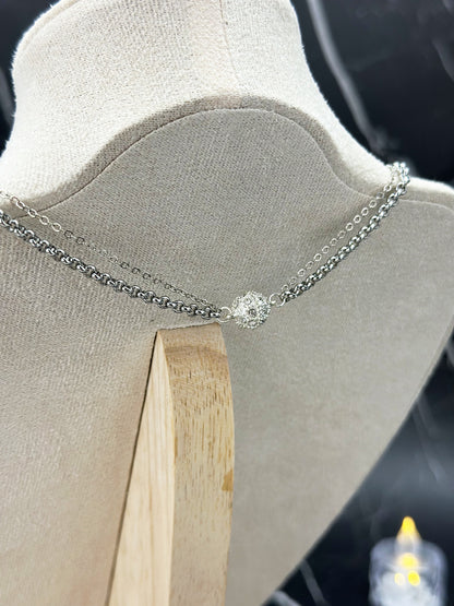 N030-孔雀石五角星雙鏈磁吸款頸鏈