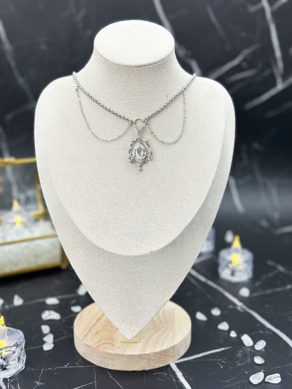 N031-白水晶魔女磁吸款頸鏈
