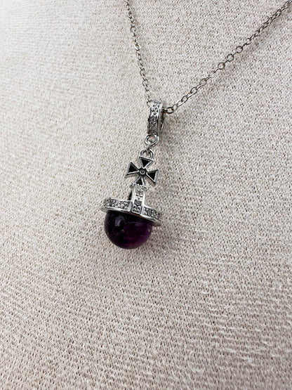 N032-紫晶星球雙鏈磁吸款頸鏈