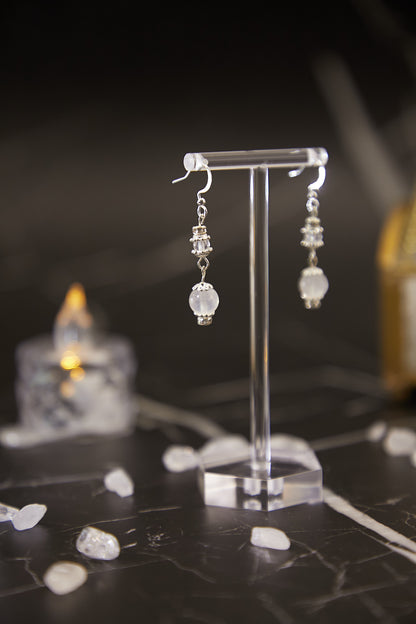 E023-藍月亮閃閃耳鈎