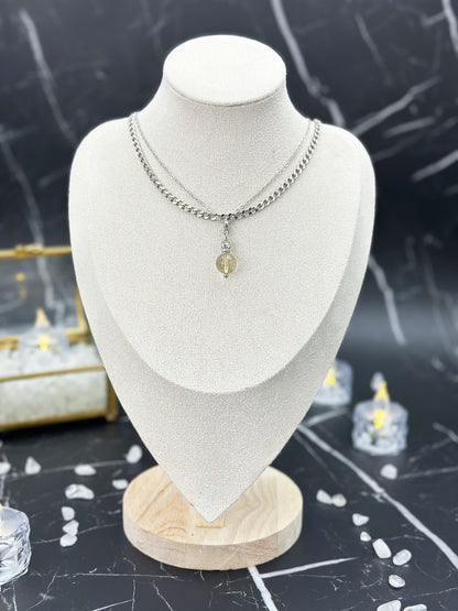 N033-金髮晶雙鏈磁吸款頸鏈