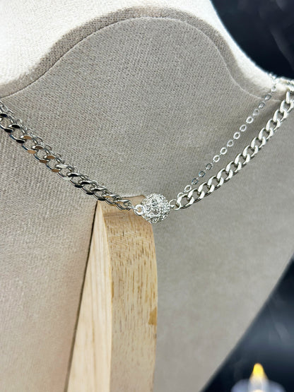 N033-金髮晶雙鏈磁吸款頸鏈