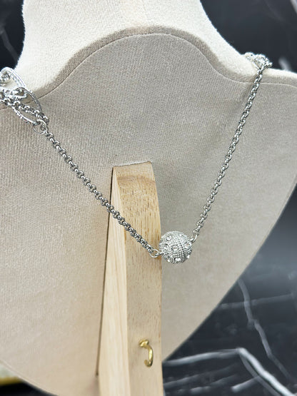 N034-白水晶雙鏈磁吸款頸鏈