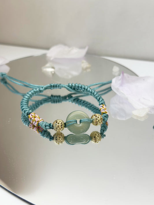 C101-冰種綠玉髓平安扣小童手繩（包括加持）