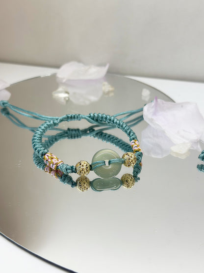 C101-冰種綠玉髓平安扣小童手繩（包括加持）