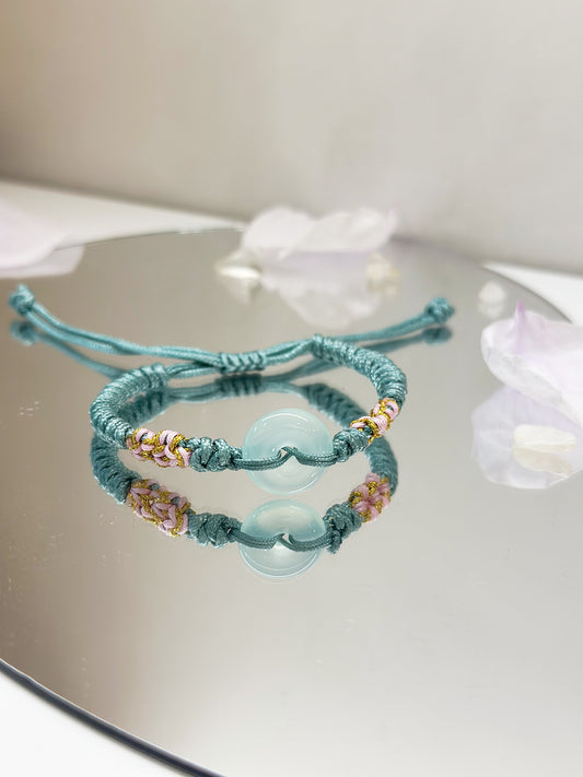 C099-冰種藍玉髓平安扣小童手繩（包括加持）