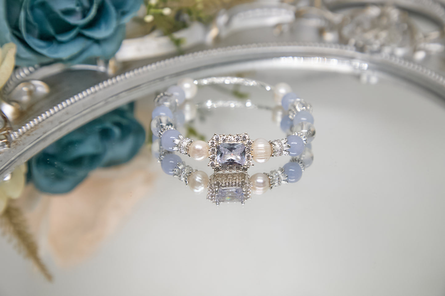 C005-藍玉髓．白水晶．淡水珍珠