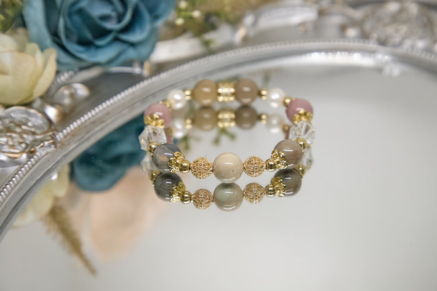 C010-阿拉善．白水晶．淡水珍珠