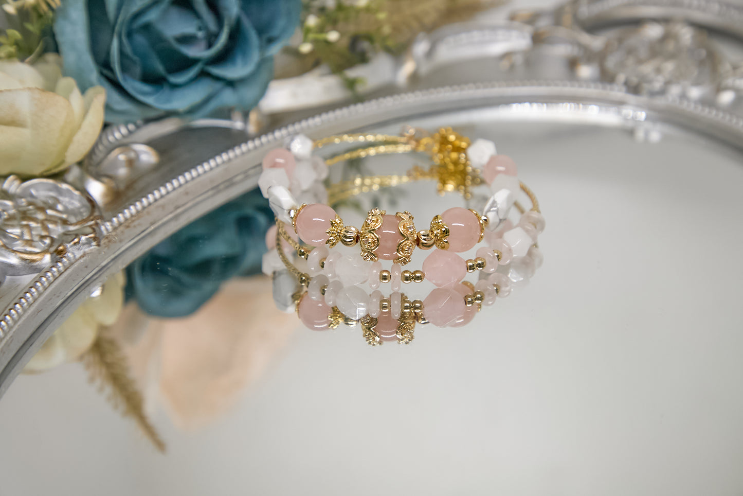 C015-雙圈款-粉晶・白松石