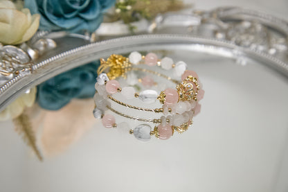 C015-雙圈款-粉晶・白松石