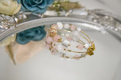 C015-雙圈款-粉晶・白松石