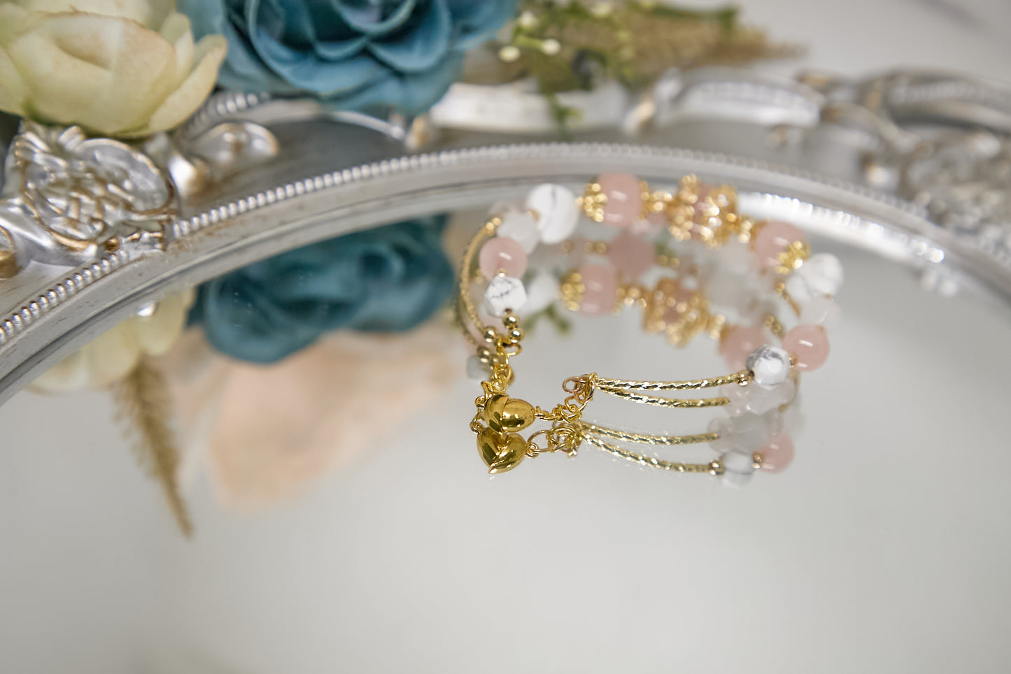 C015-雙圈款-粉晶・白松石