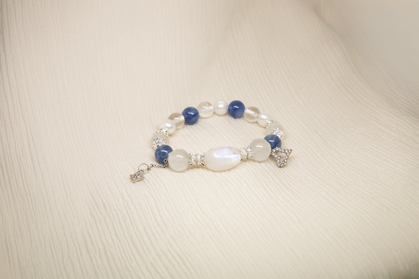 C011-月亮石．白幽靈．藍晶．淡水珍珠