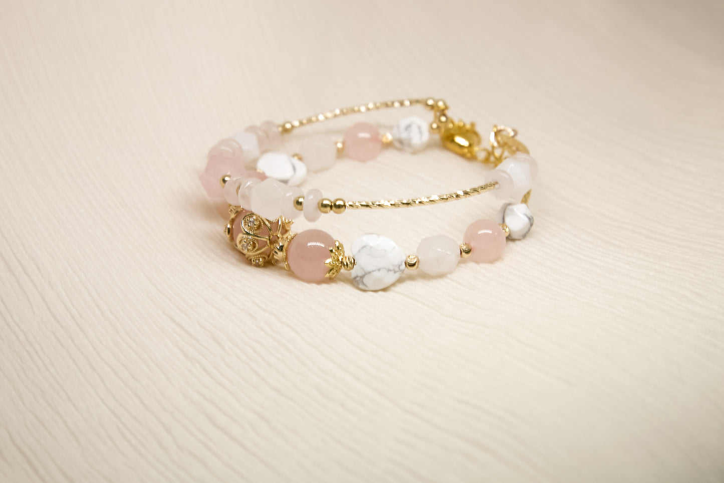 C015-雙圈款-粉晶・白松石