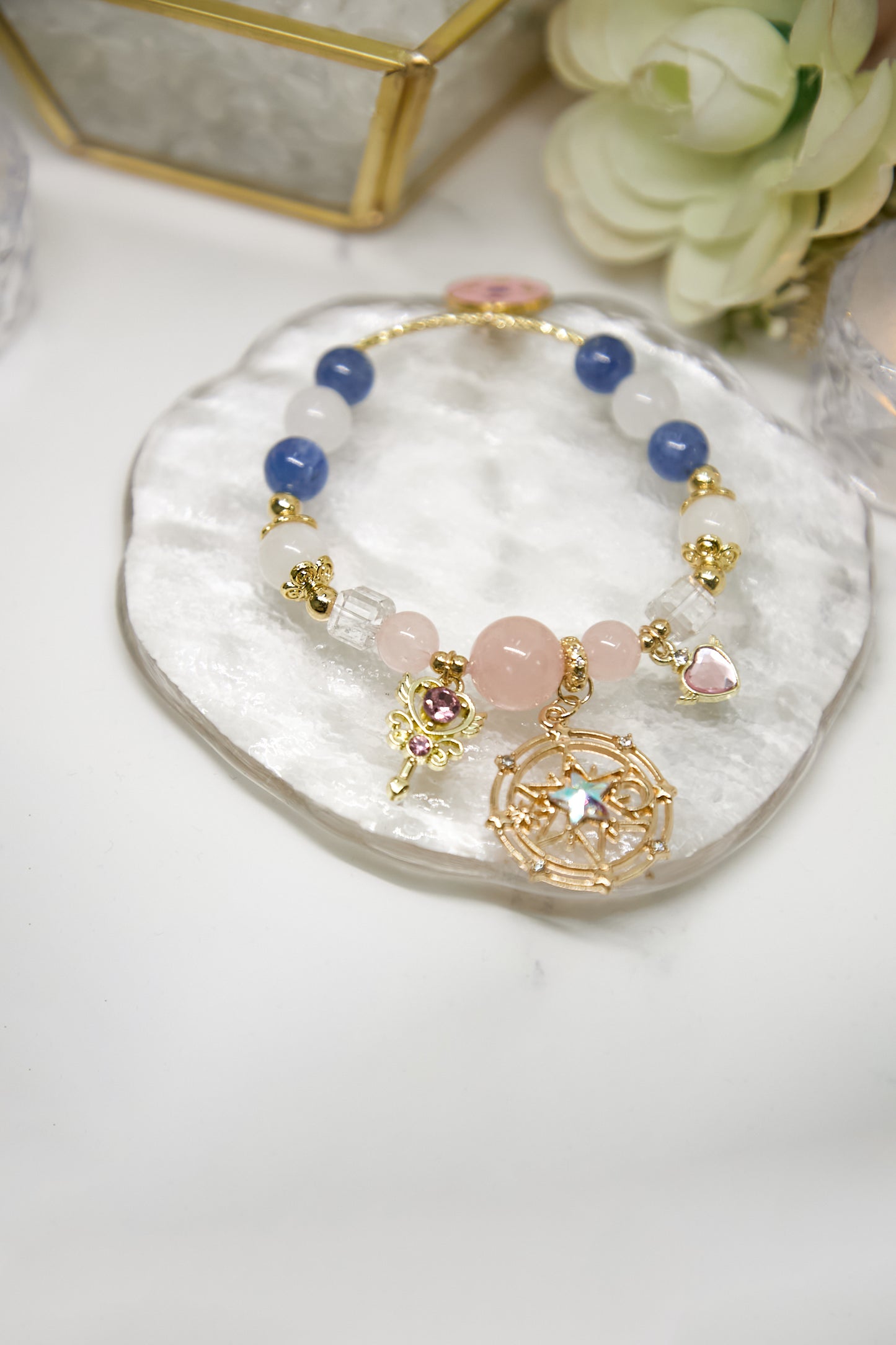 C017-Sailor Moon款-藍晶+白阿賽+粉晶+月亮石